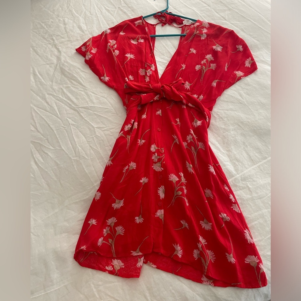 Orange Floral Mini Dresss